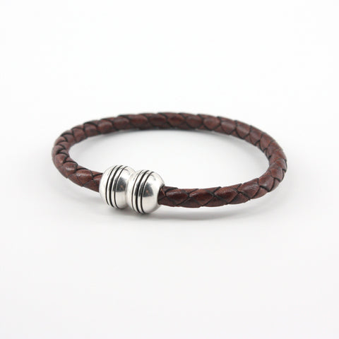 Braided Leather Hemisphere Bracelet Brown