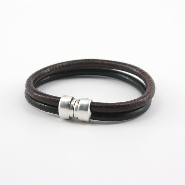 Genuine Leather Art Deco Double Tube Black/Brown