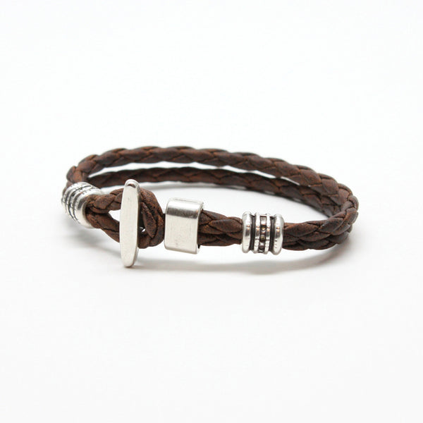 Braided Leather Phoenix Bracelet Vintage Brown