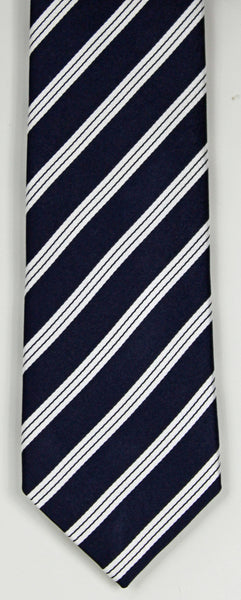 SERICA SILK NAVY/WHITE STRIPE TIE