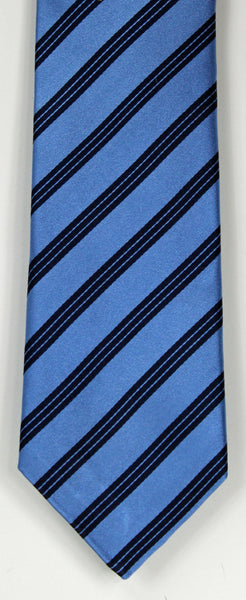SERICA SILK MID BLUE/BLACK STRIPE TIE