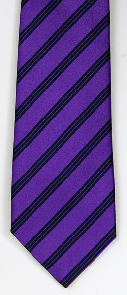 SERICA SILK PURPLE/BLACK STRIPE TIE