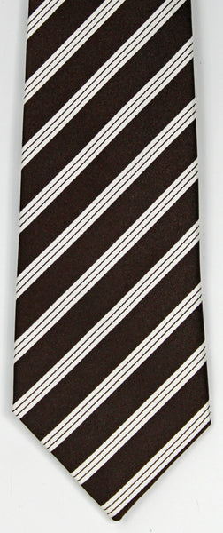 SERICA SILK BROWN/WHITE STRIPE TIE