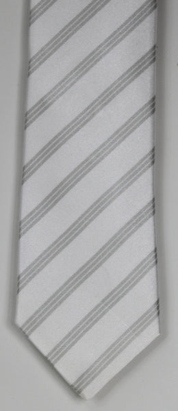 SERICA SILK MID GREY/WHITE STRIPE TIE