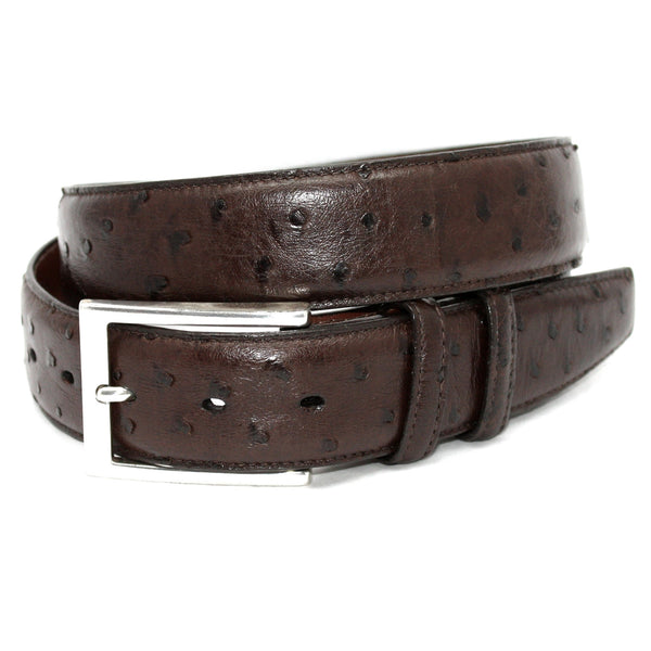 Quilled Ostrich Brown 35mm Belt