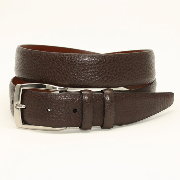 Pebble Grained Calfskin Brown 35mm Belt