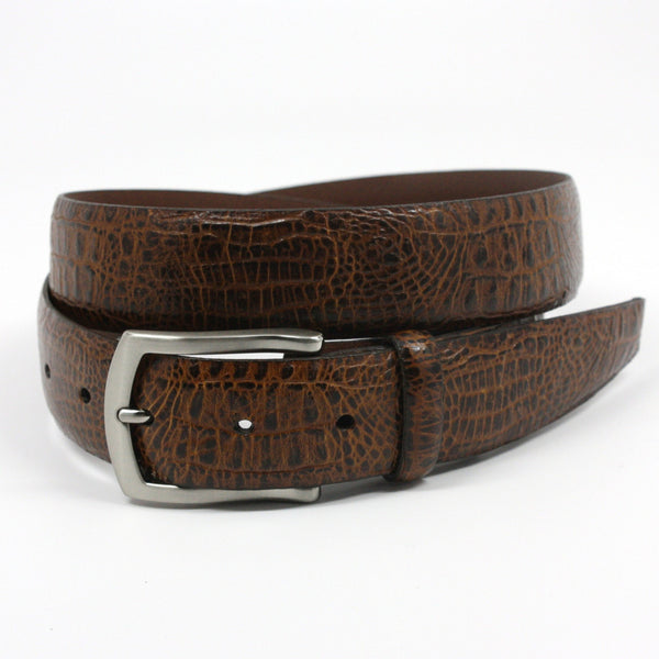 Alligator Embossed Calfskin Cognac 35mm Belt