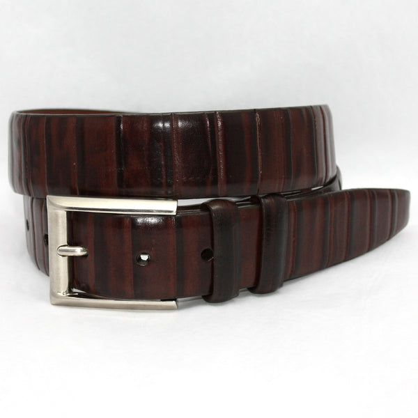 Italian Ribbed Kipskin Brown 35mm Belt