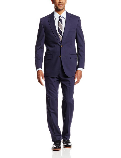 Palm Beach Boone Carbon Blue Poplin Center Vent Suit