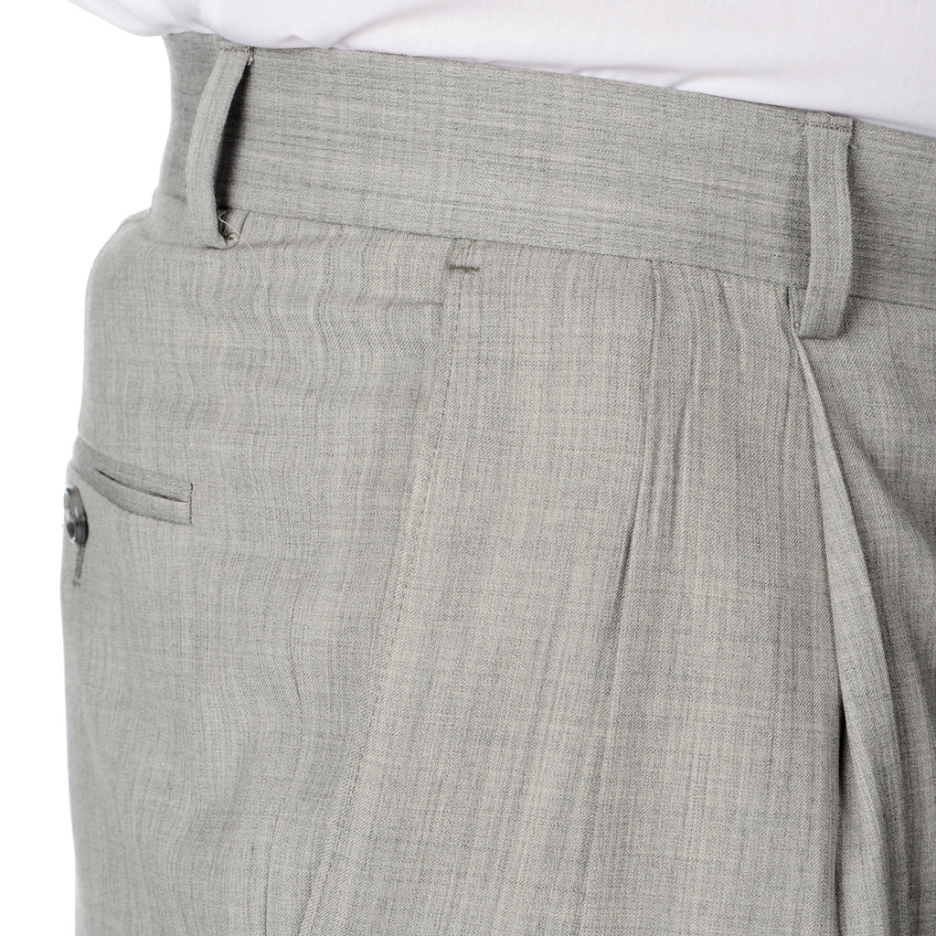 Palm Beach 100% Wool Gabardine Grey Pleated Pant | Blue Lion Men's