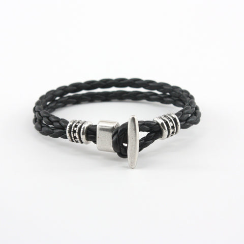 Braided Leather Phoenix Bracelet Black