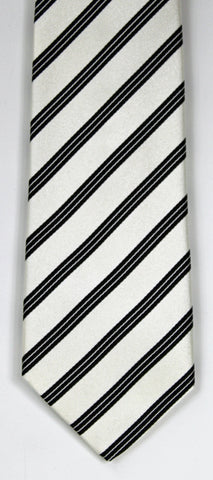 SERICA SILK WHITE/BLACK STRIPE TIE