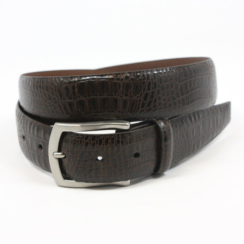 Alligator Embossed Calfskin Brown 35mm Belt