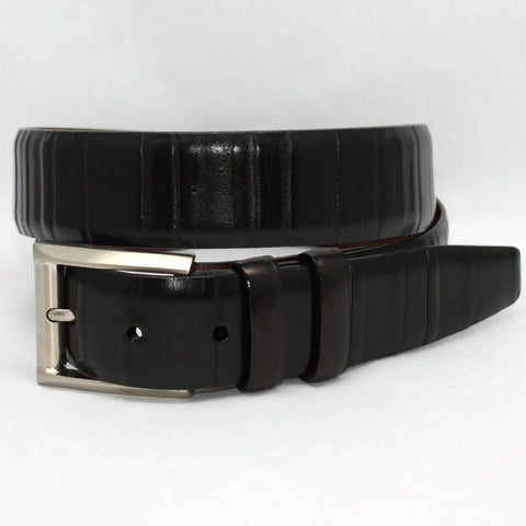 Italian Ribbed Kipskin Black 35mm Belt