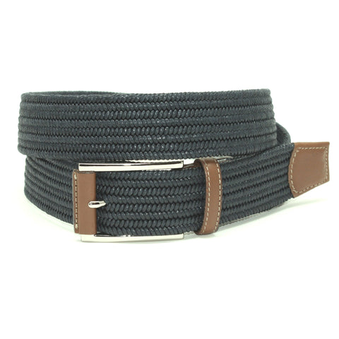 Italian Mini Woven Cotton Stretch Navy 35mm Belt