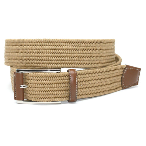 Italian Mini Woven Cotton Stretch Khaki 35mm Belt