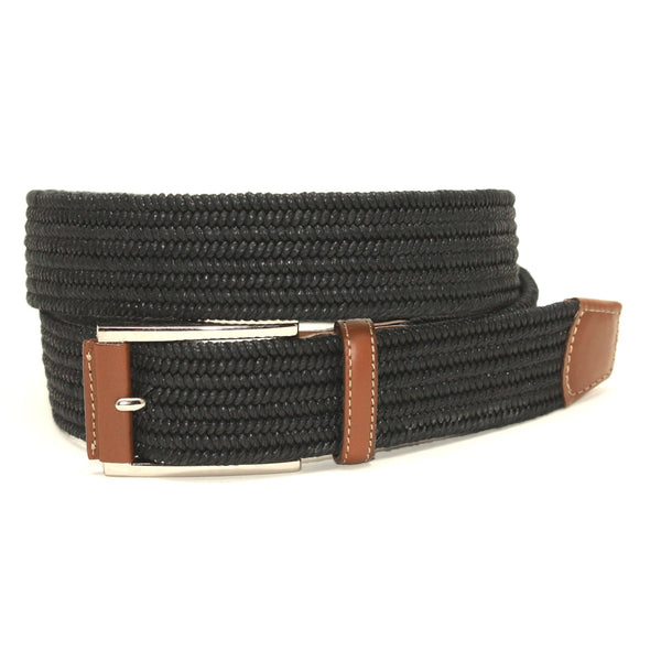 Italian Mini Woven Cotton Stretch Black 35mm Belt