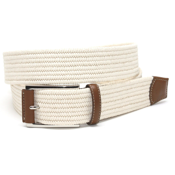 Italian Mini Woven Cotton Stretch Cream 35mm Belt