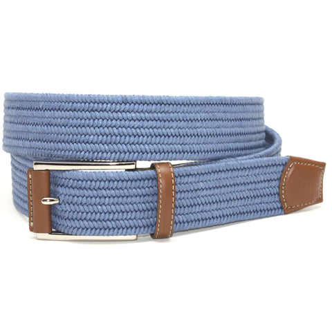 Italian Mini Woven Cotton Stretch Blue 35mm Belt