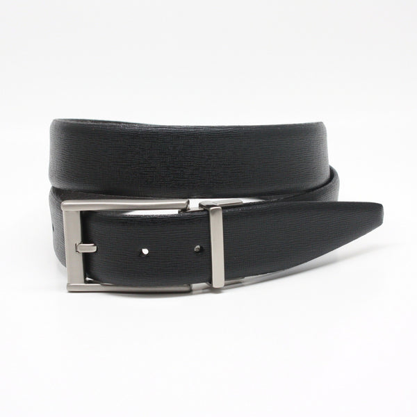 Saffiano Embossed Italian Leather Reversible Black/Brown 35mm Belt
