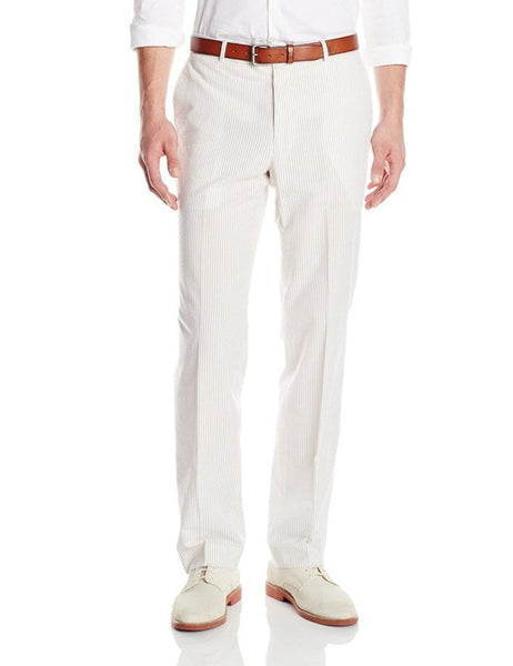 Palm Beach 'Original' Tan/White Seersucker Flat Front Pant
