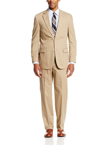 Palm Beach Boone Khaki Poplin Two-Button Center-Vent Suit