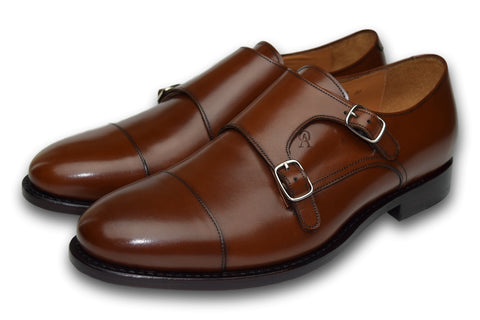 CHARLESTON DOUBLE MONK COGNAC BROWN