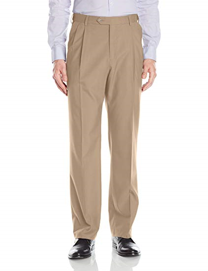Palm Beach Wool/Poly Camel Pleated Expander Pant Big and Tall