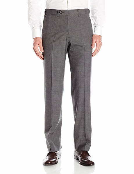 Palm Beach Wool/Poly Md Grey Flat Front Expander Pant Big and Tall