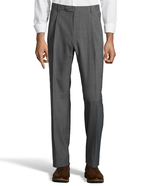 Palm Beach Wool/Poly Md Grey Pleated Expander Pant