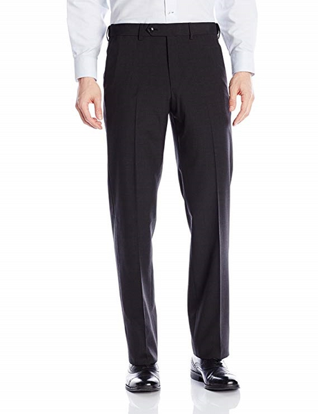 Palm Beach Wool/Poly Charcoal Flat Front Expander Pant Big and Tall