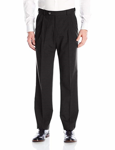 Palm Beach Wool/Poly Charcoal Pleated Expander Pant Big and Tall