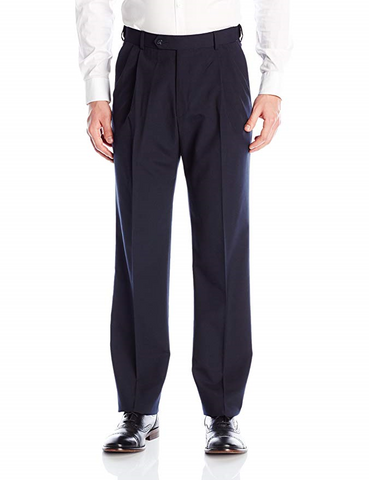 Palm Beach Wool/Poly Navy Pleated Expander Pant Big and Tall