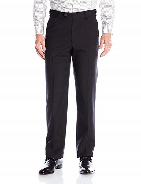 Palm Beach Wool/Poly Black Flat Front Expander Pant Big and Tall