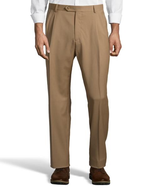 Palm Beach 100% Wool Gabardine Caramel Pleated Pant | Blue Lion Palm Beach 100% Wool Gabardine Caramel Pleated Pant | Blue Lion