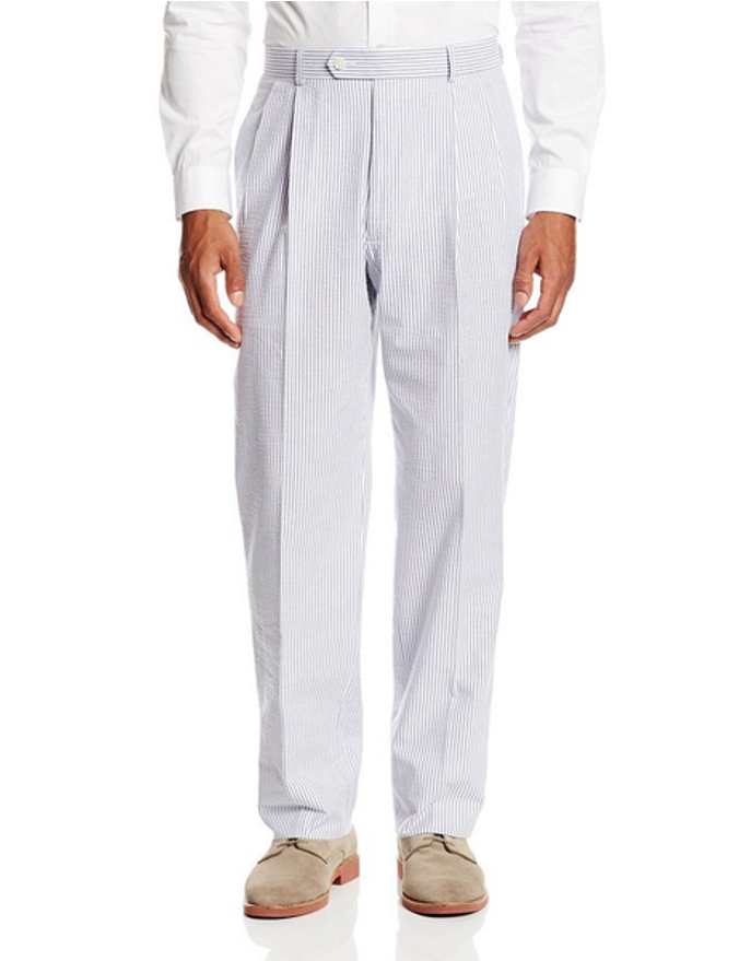 Palm Beach 'Original' Navy/White Seersucker Pleated Pant